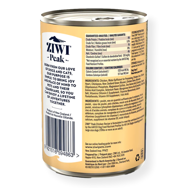 Ziwi Peak Canned Chicken Dog Food 390g Pet Connect NZ