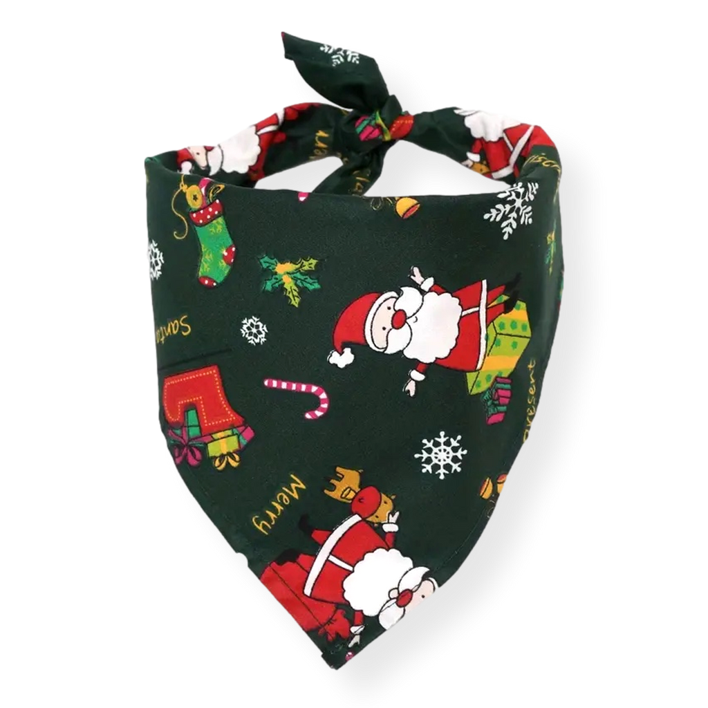 Bark & Bone Bandana Green Santa is Sleighing Dog Bandana
