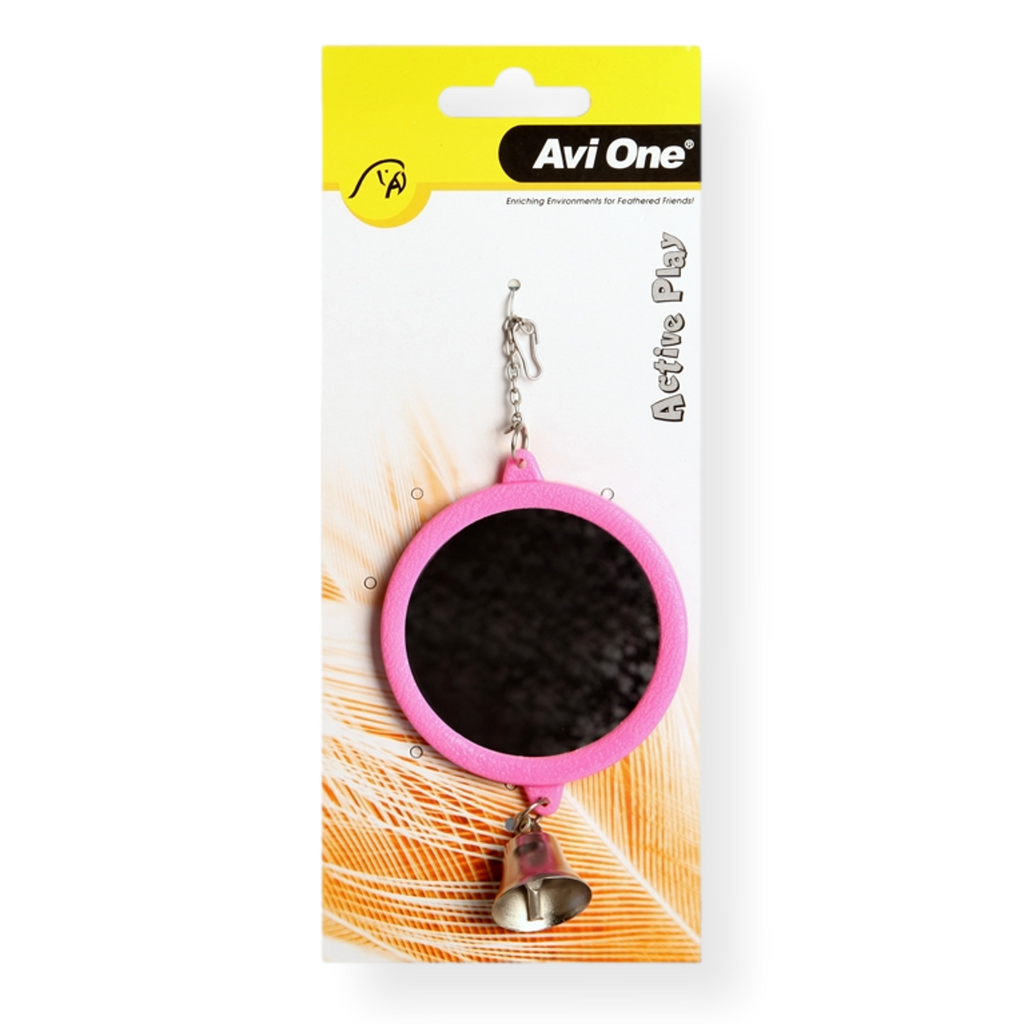 Avi One Round Mirror With Bell Bird Toy