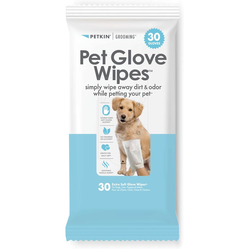Petkin Pet Glove Cat & Dog Wet Wipes 30 pack