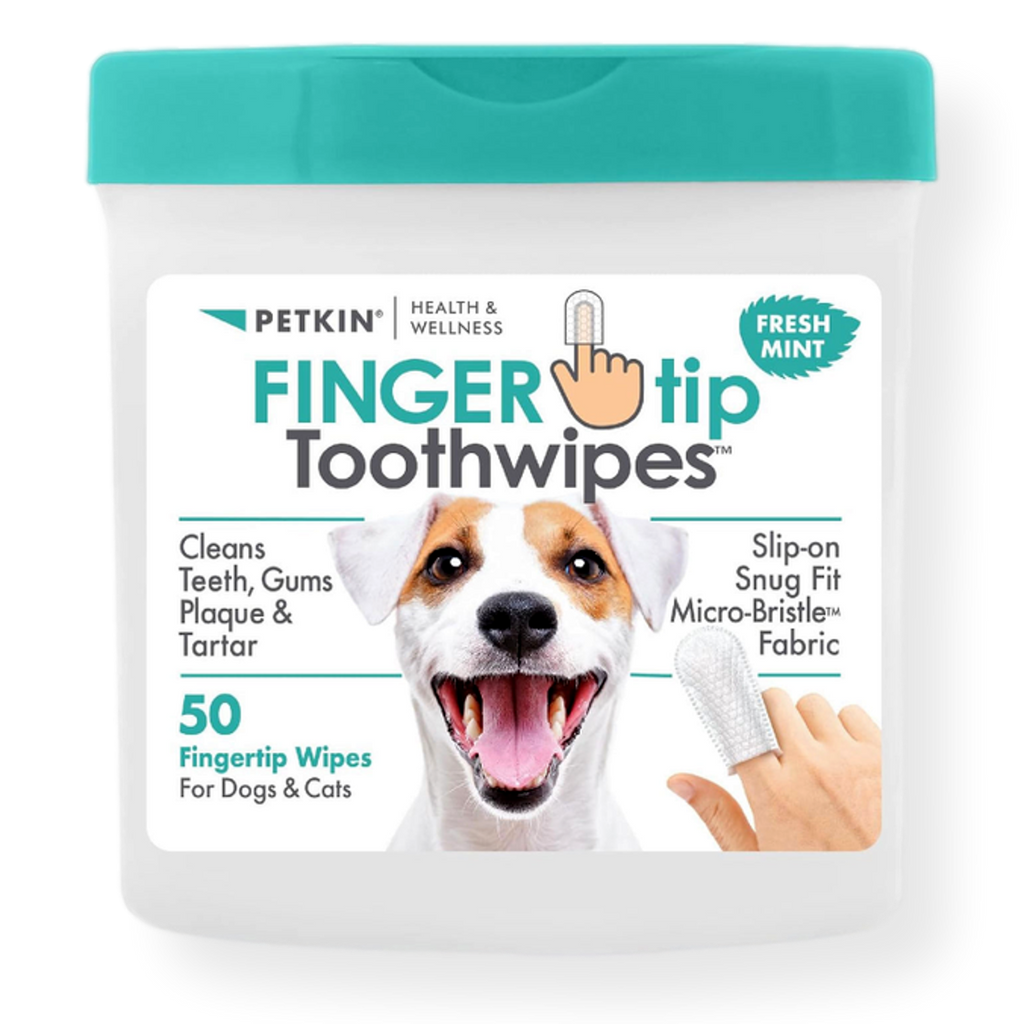 Petkin Fingertip Dog & Cat Tooth Wipes Mint 50 pack