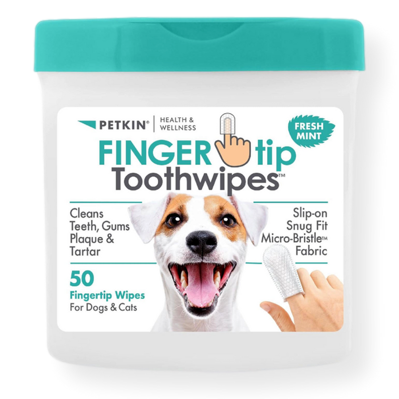Petkin Fingertip Dog & Cat Tooth Wipes Mint 50 pack