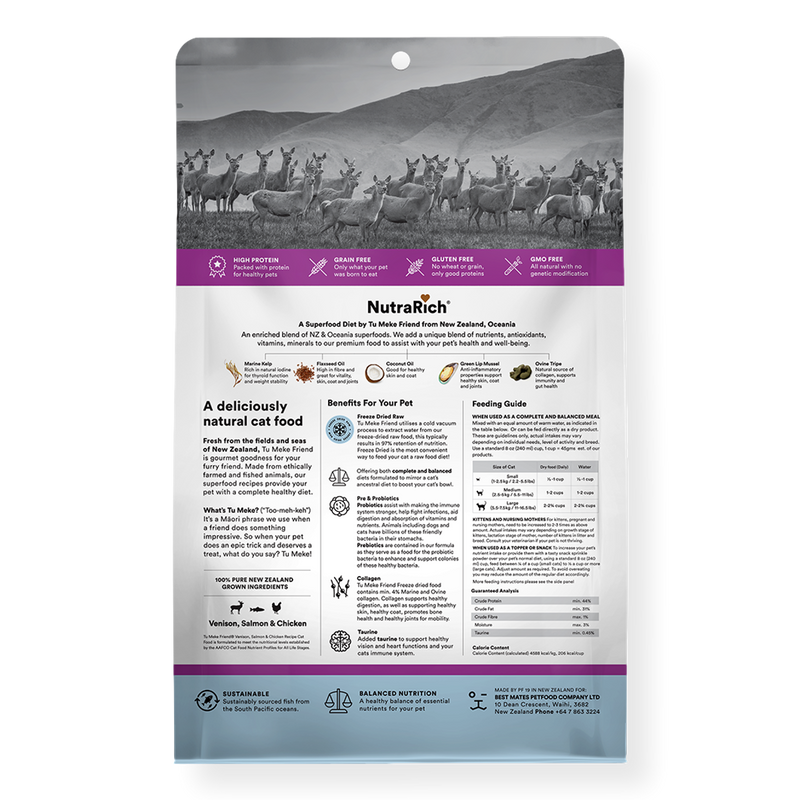 Tu Meke Freeze Dried Venison, Salmon, & Chicken Raw Cat Food 280g