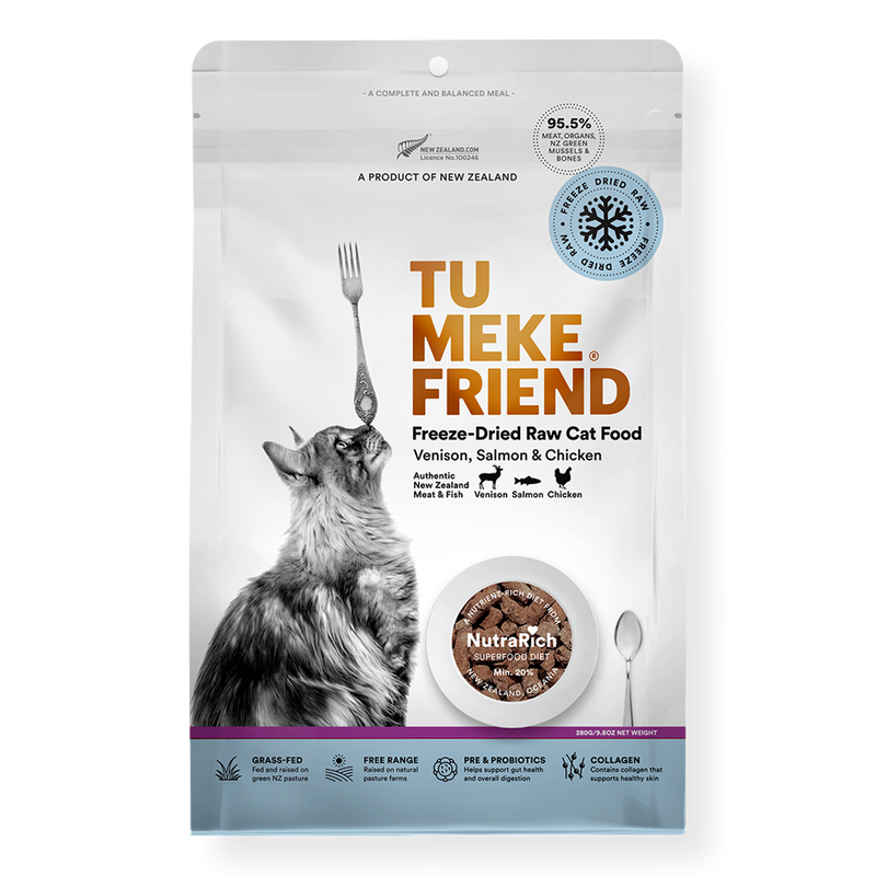 Tu Meke Freeze Dried Venison, Salmon, & Chicken Raw Cat Food 280g