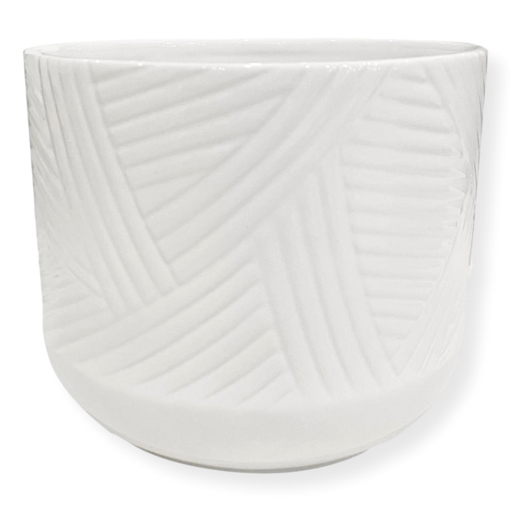 White Weave Ceramic Planter Pot 14cm