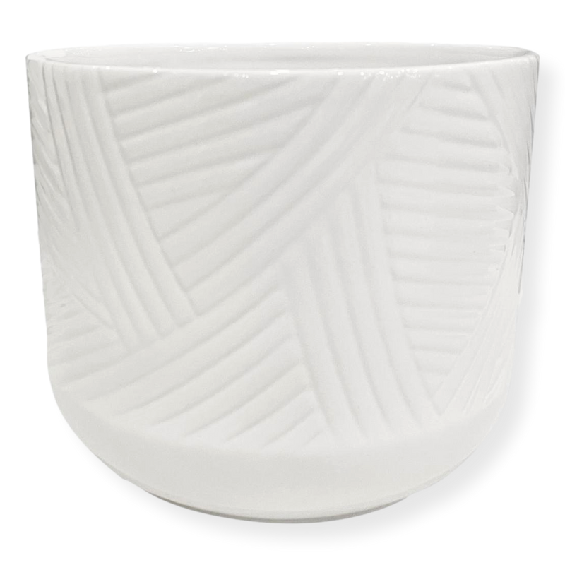 White Weave Ceramic Planter Pot 14cm