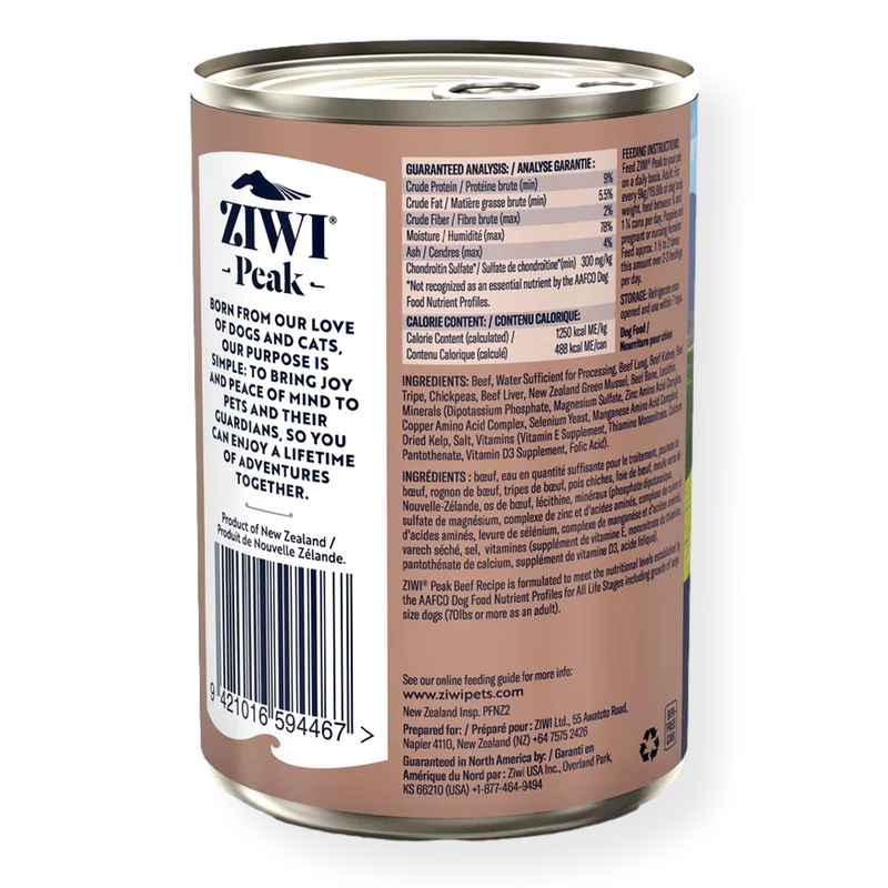 Ziwi Peak Canned Beef Dog Food 390gm