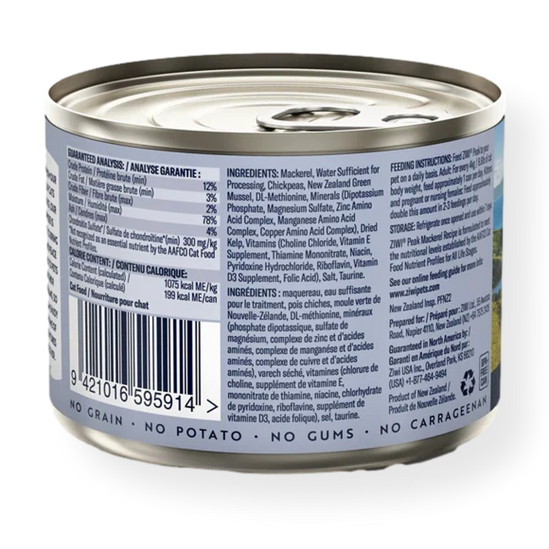 Ziwi Peak Canned Mackerel Cat Food 