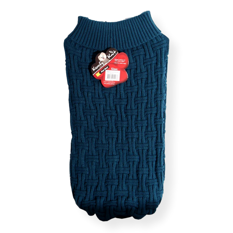 Pet One Komfy Knit Dog Coat Knitted Jumper Dark Teal