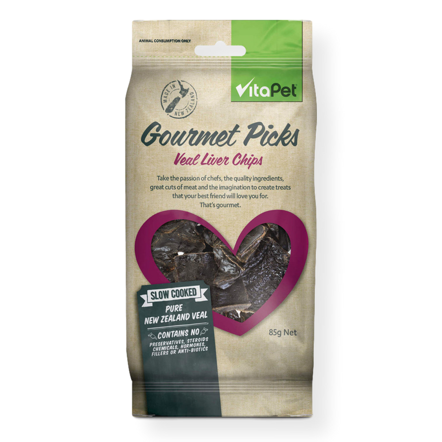 Gourmet Picks Veal Liver Chips 85g Pet Connect NZ