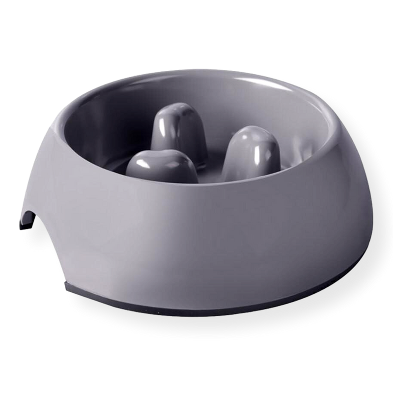 Pet One Melamine Round Slow Down Bowl Light Grey 1.2L
