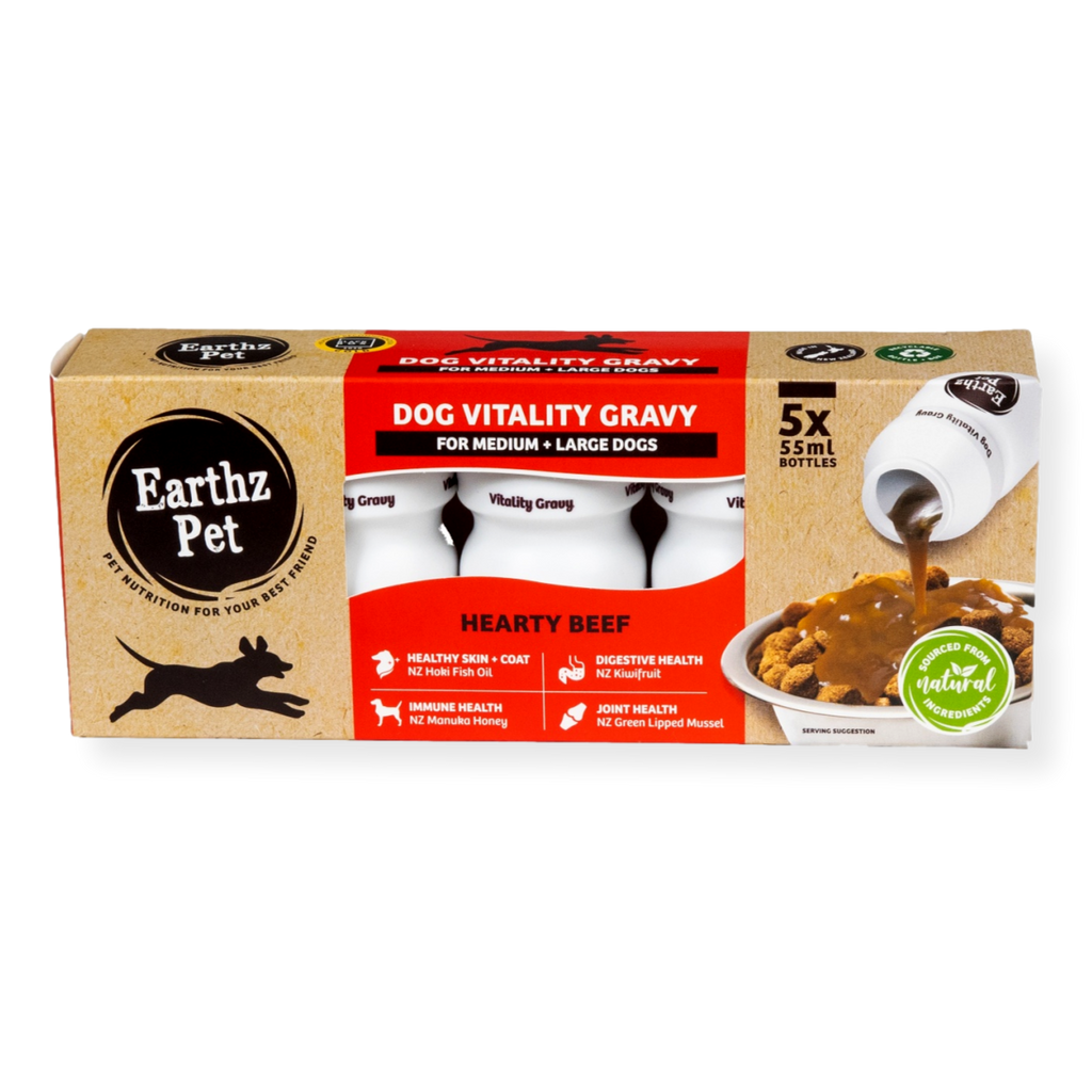 Earthz Pet Vitality Beef Gravy Medium & Large Dog Beef 55ml 5 pack