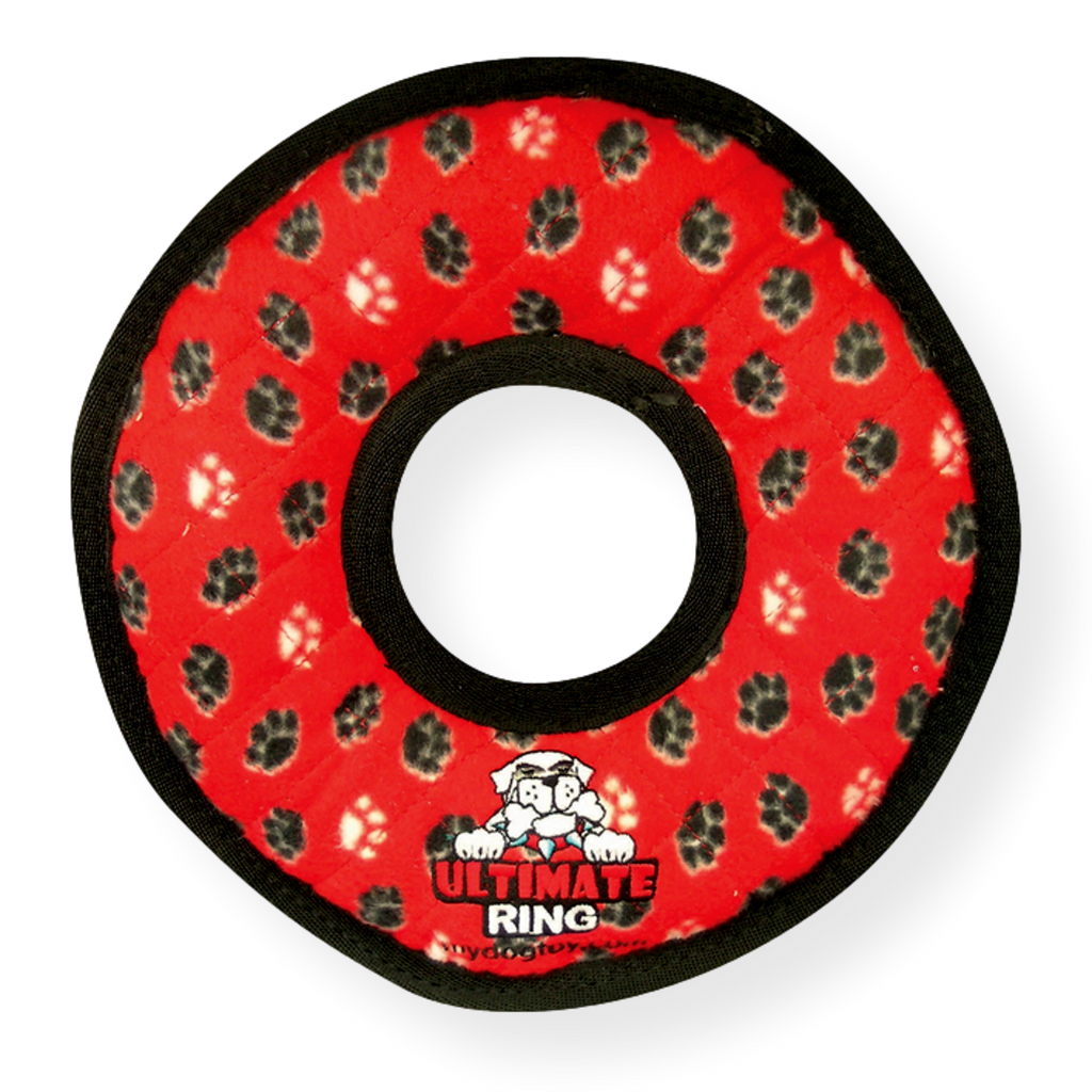 Tuffy Ultimate Ring Red Paws Dog Toy