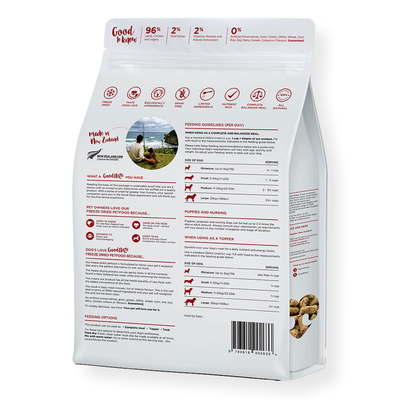 Goodnoze NZ Lamb & Honey Freeze Dried Dog Food 350g
