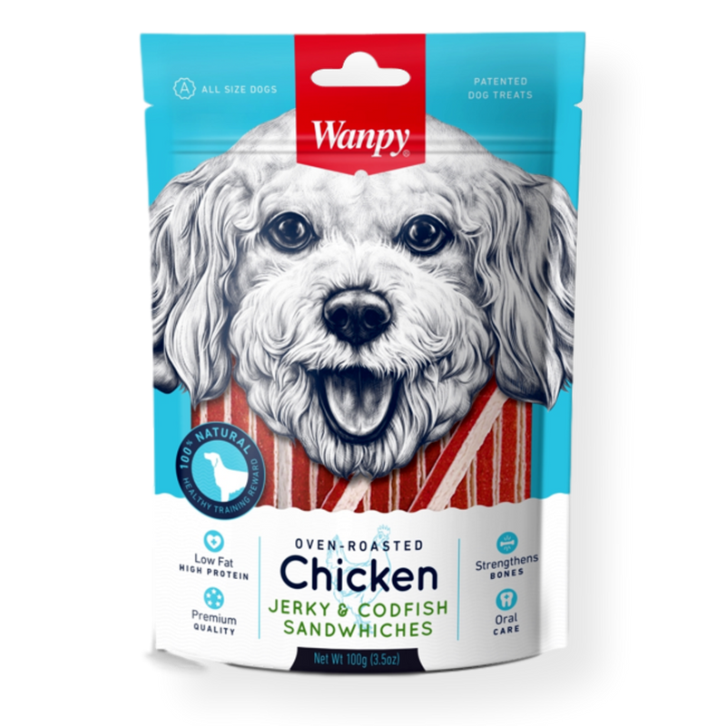 Wanpy Chicken & Codfish Sandwich Dog Treat 100g Default