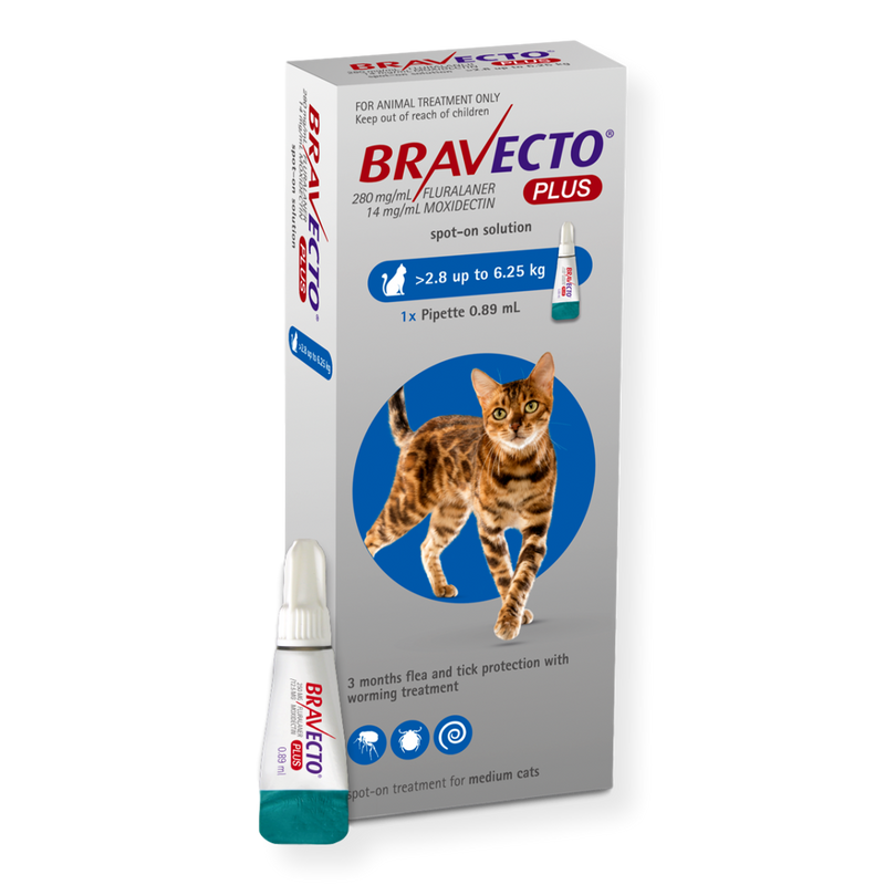 Bravecto Spot On PLUS Cat Flea & Worm Treatment