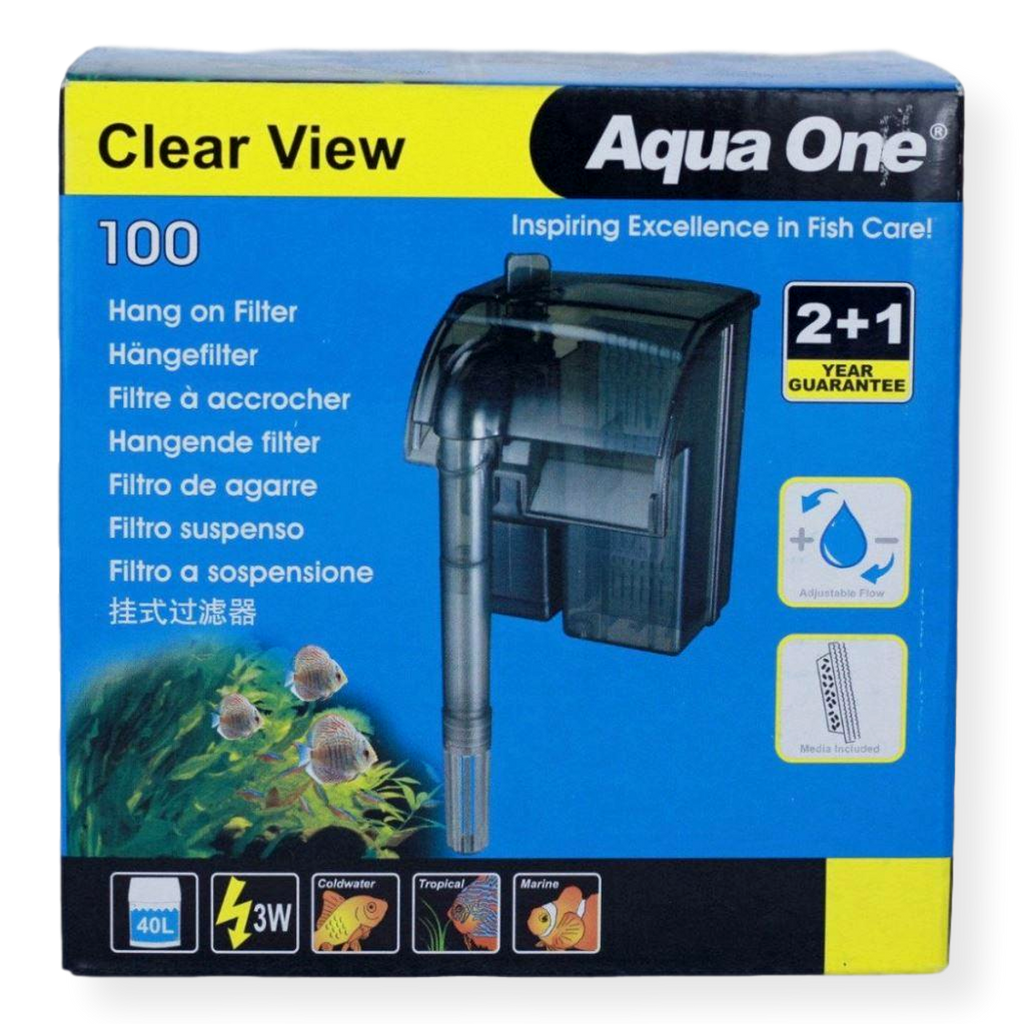 Aqua One H100 Clear View Hang On Filter 100L/hr