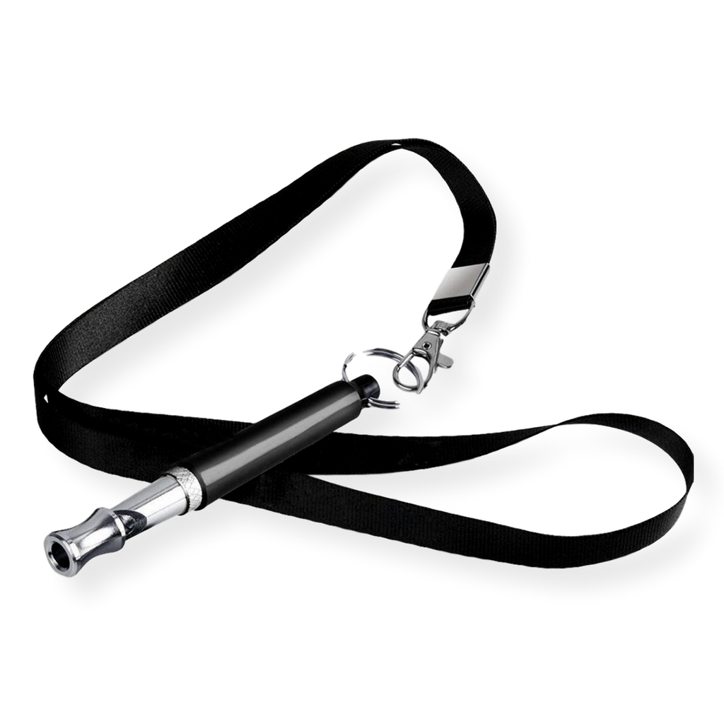 Bark & Bone Dog Training Whistle with Lanyard Black