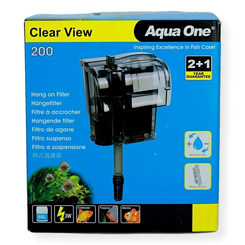 Aqua One H200 Clear View Hang On Filter 200L/hr – Pet Connect NZ